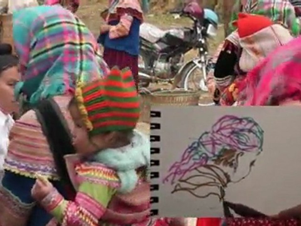 Aquarelle chez les H'Mong Fleuris