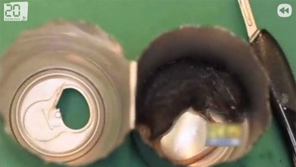 Une souris dans sa canette d'énergy drink