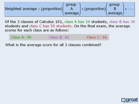 GMAT Math Lesson - Statistics - Weighted Averages