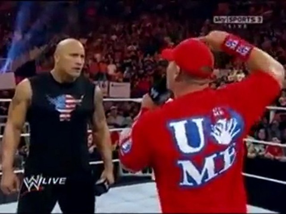 wwe raw 5-4-2011 john cena calls the rock out