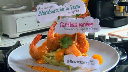 Gambas panées, rémoulade de chayotte à l'avocat, par Abraham de Top Chef