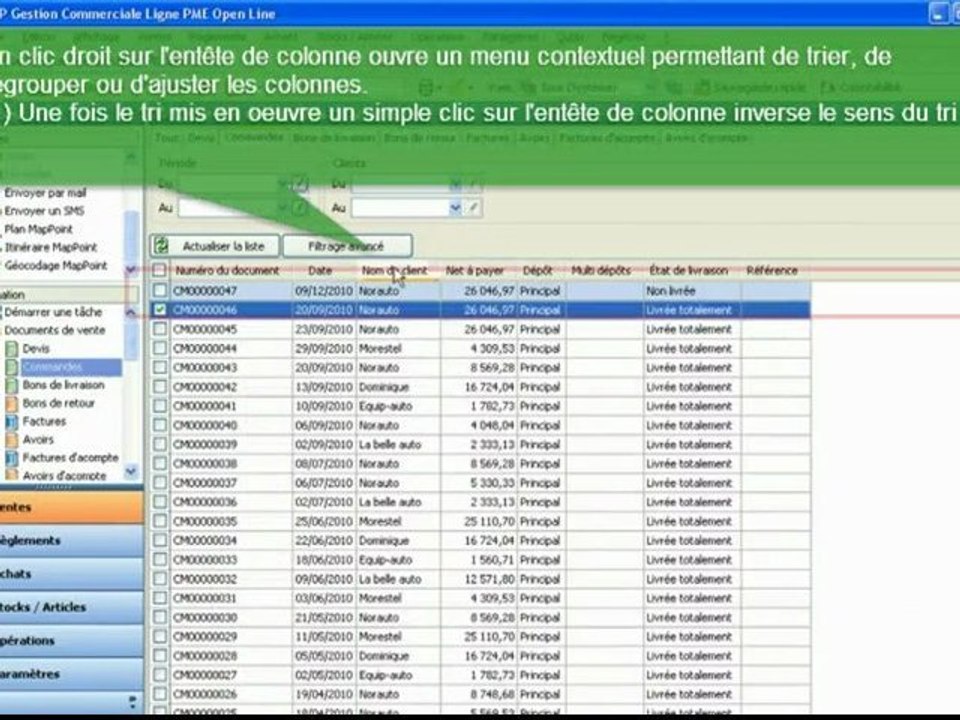 ebp pgi ligne pme - Liste d'affichage avec commentaires