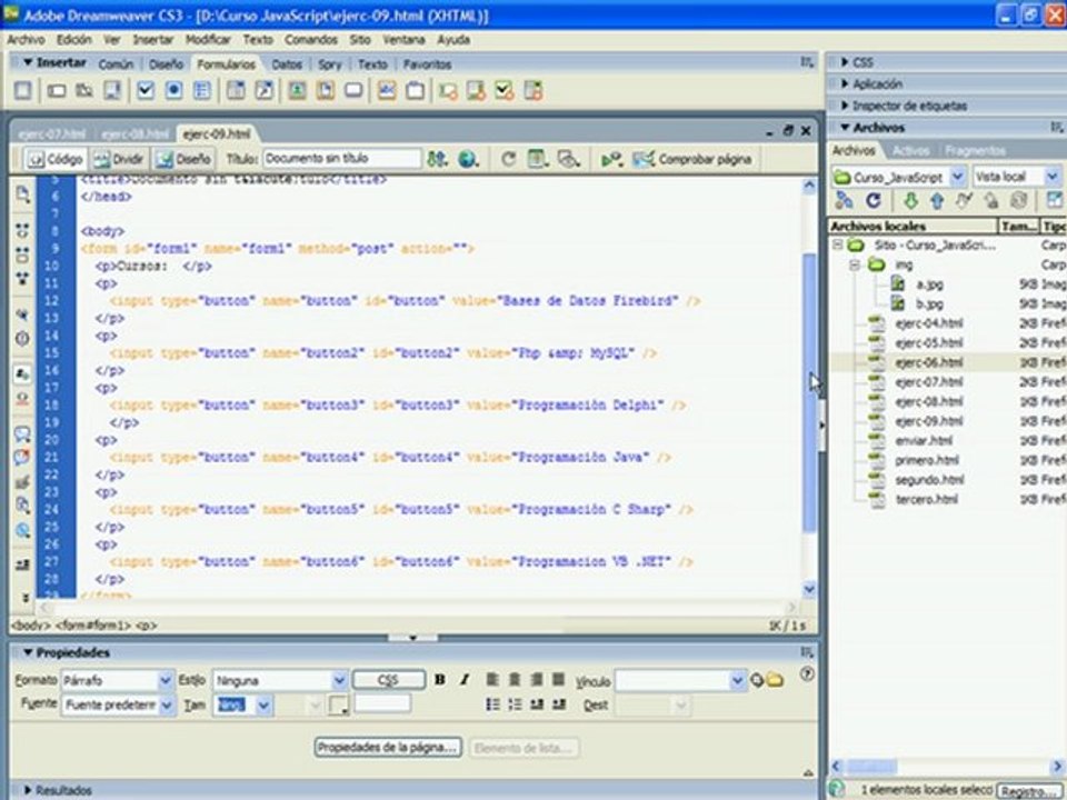 CURSO DE JAVASCRIPT - VIDEO 09 - 1/2