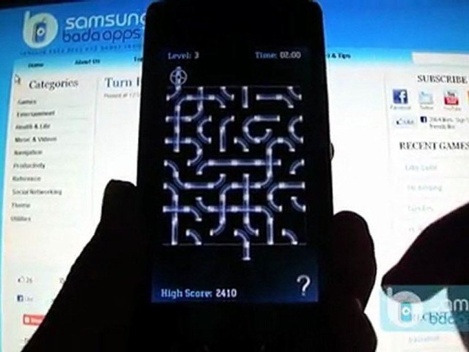 Turn Em Puzzle Game for Samsung Wave(Bada OS): Demo on s8530