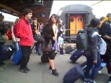 Arrivée jeunes à la gare de Lourdes