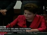 Brasilia y Beijing suscriben acuerdos comerciales