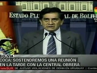 Gobierno boliviano llama a trabajadores al diálogo