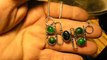 sterling necklace emerald cabs and deep blue sapphire