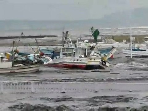 Tsunami hits costal town in Japan 2011