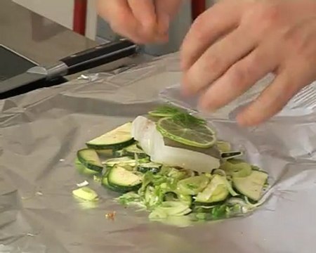 Papillote de cabillaud aux courgettes et fenouil