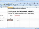 Taux effectif et nominal sur Excel