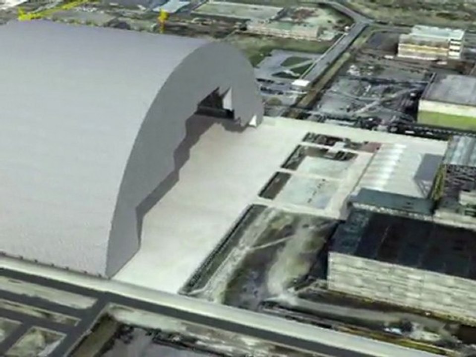 Tchernobyl: images de synthèse du nouveau sarcophage