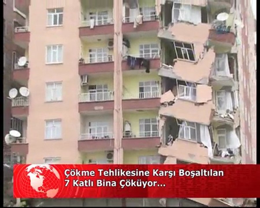 DİYARBAKIR BOŞALTILAN 7 KATLI BİNA ÇÖKÜYOR... İZLE