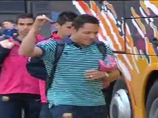Los jugadores del Barcelona parten hacia Valencia