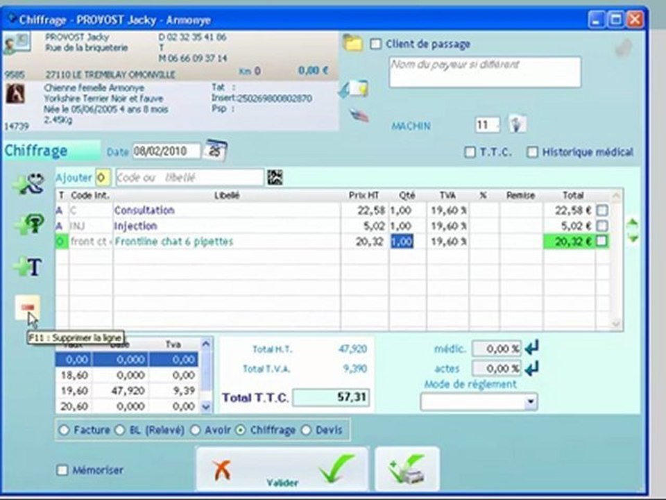 Financier : Saisie d'un chiffrage