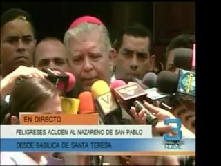 El Cardenal Urosa Savino antes de oficiar su misa de Semana