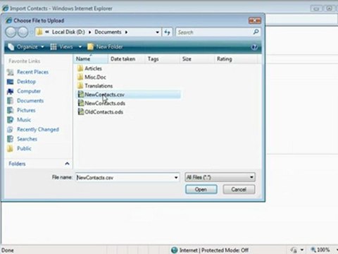 How to import contacts from a CSV file?