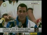 El gobernador de Miranda, Capriles Radonsky, declaró emergen