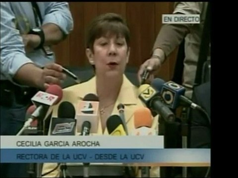 Cecilia Arocha, rectora UCV, informó que el estudiante herid