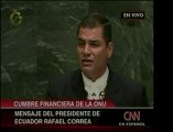 El Pdte. De Ecuador, Rafael Correa, habla en la Cumbre Finan