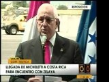 Discurso de Micheletti al llegar a Costa Rica. Confía en que