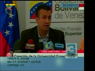 El Min. de Interior y Justicia Tareck El Aissami, dijo que l