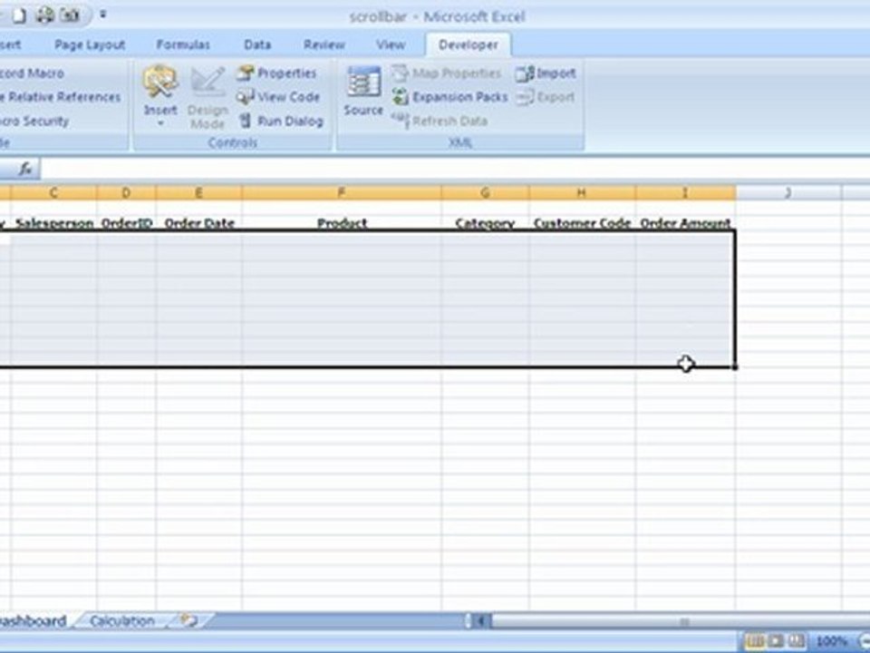 Insert a Scroll Bar in Excel