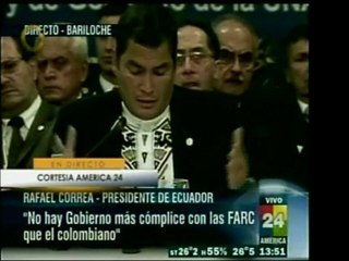 Correa rechazó que se culpe a otros países de cooperar con l