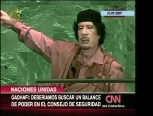 Muammar Gadhafi en su primer discurso ante la ONU se mostró