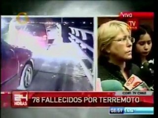 Presidenta de Chile se refiere al terremoto en su pais. El r