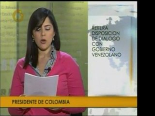 Presidente colombiano Álvaro Uribe reitera su disposición al