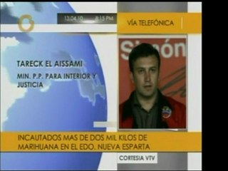 Min. Tareck El Aissami reporta la incautación de un cargamen