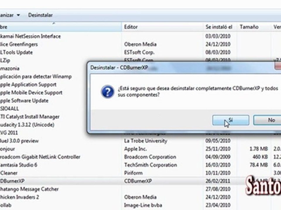 Eliminar un programa en Windows 7