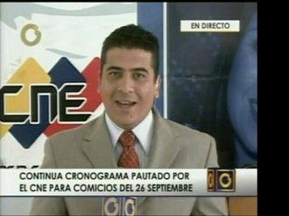 Continúa cronograma de CNE en vía a las eleccciones del 26 S