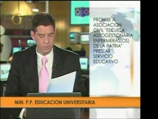 Min. P.P. Educación universitaria prohibe a Asoc. Civil Escu