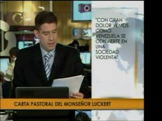 Carta Pastoral de Monseñor Lickert, de Coro, expresa que la