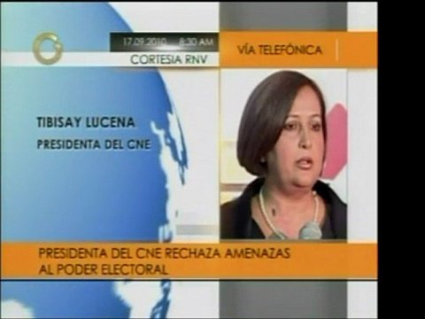 Pdta. del CNE, Tibisay Lucena, rechazó supuestas amenazas qu