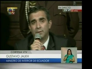 Ministro del Interior de Ecuador, Gustavo Jalkh, da un balan