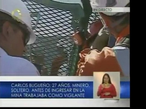 Llegada de los operarios de minas, Samuel Ávalos y Carlos Bu