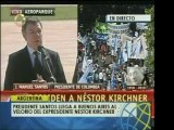 Presidente Juan Manuel Santos, de Colombia, llega al velorio