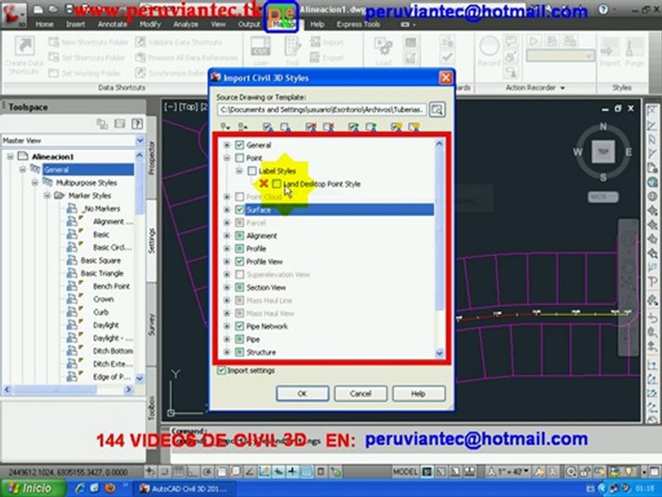 CURSO CIVIL 3D 2012 ,144 VIDEOS SECRETOS DEL CIVIL 3D ESPAÑOL PARA APRENDER EN CASA 07