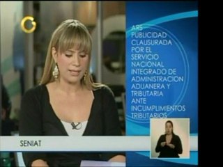 la agencia ARS publicidad es clausurada por el SENIAT por in