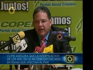 Copei recalca que la interpelación a Ministros debe enfocars