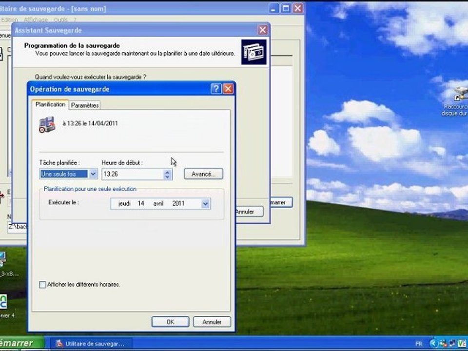 Planification et sauvegarde avec window xp