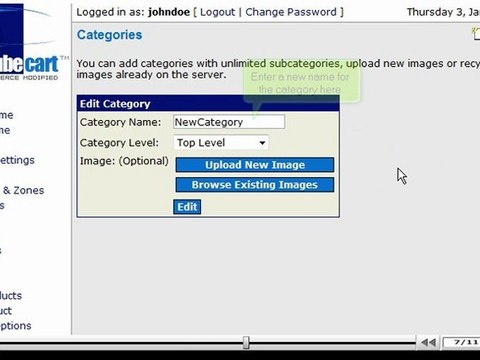 Add categories to your store in CubeCart by VodaHost.com web hosting