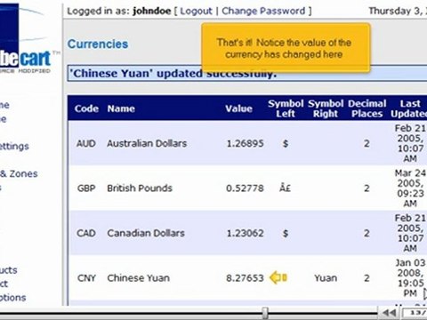Configure currency in CubeCart by VodaHost.com web hosting