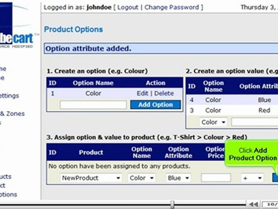 Add product options in CubeCart by VodaHost.com web hosting