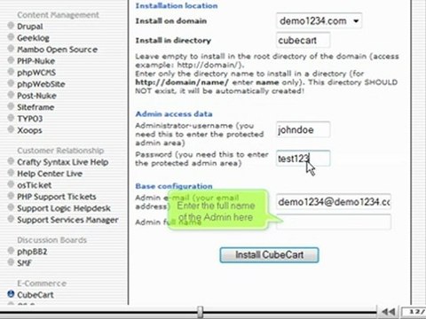 Installing CubeCart from Fantastico by VodaHost.com web hosting