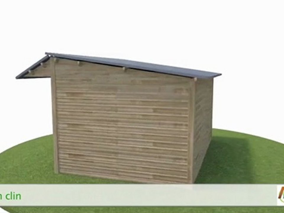 Abri à clins 2 pentes avec auvent, par Abrivert
