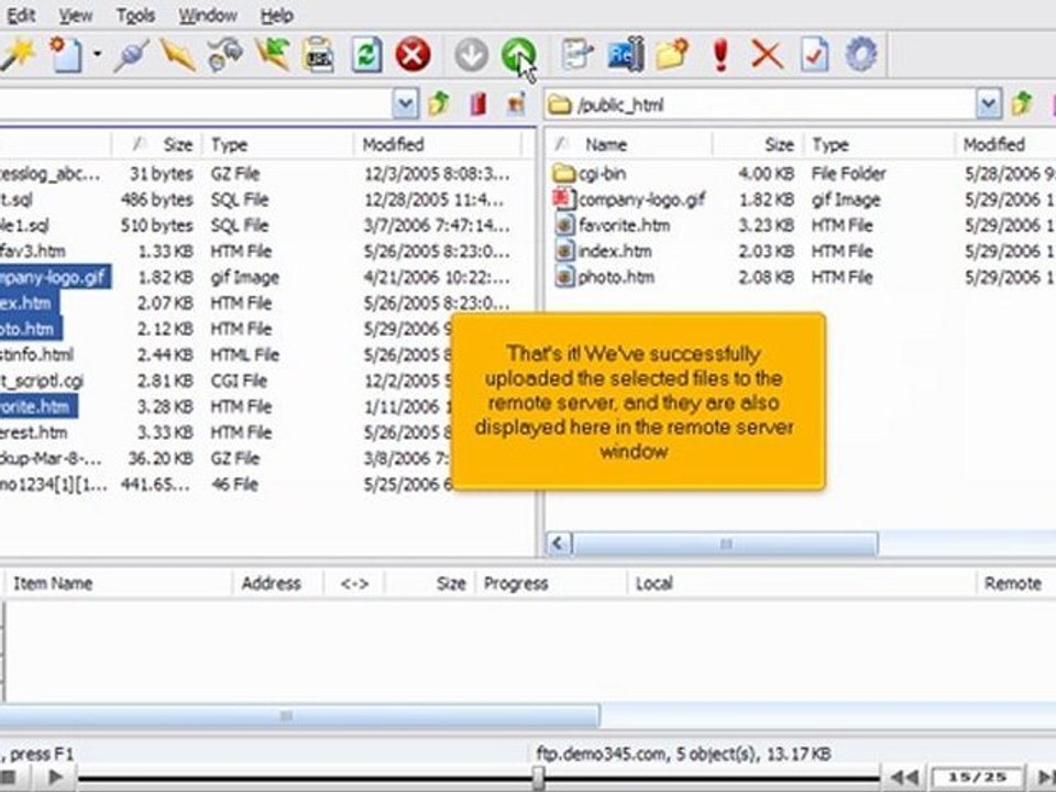 Uploading files using CuteFTP by VodaHost.com web hosting